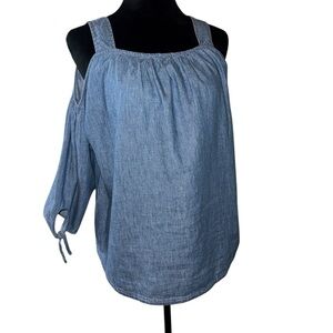 Madewell Blue Cold Shoulder Blouse